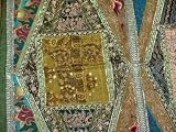 Free Ship! Classic Green Beaded Ethnic Indian Sari Tapestry Wall Hanging