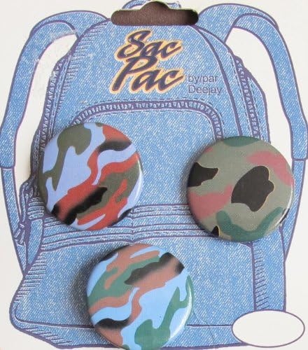 Deejay SAC PAC Pack of 3 CAMOUFLAGE PINS Each PIN 1" Diameter