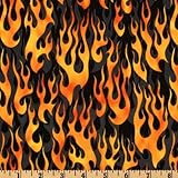IMAGE OF 44'' Wide Rolling Thunder Flames Black/Orange Fabric By The Yard