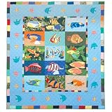 Patch Magic Ocean Schools Queen Quilt, 85-Inch by 95-Inch