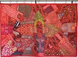 Review NovaHaat.com  / BEADED VINTAGE WALL HANGING SARI TAPESTRY THROW 72X48