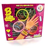 Create Your Own Bracelets Kit by MazicHands | Best Arts & Crafts Kit For Little Girls | DIY Bling Bangle Bracelets - Includes Colorful Rubber Band Bracelets & Sparkling Jewel Stickers