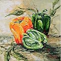 Orange Peppers Canvas Wall Art - 16x16"