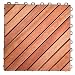 VIFAH V182 Interlocking FSC Eucalyptus Deck Tile 12-Slat Diagonal Design, 10-Pack, Natural Wood Finish, 11 by 11 by 1-Inch