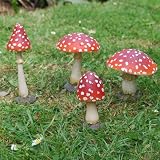 from Gardens2you Set Of Four Coloured Resin Mushroom or Toadstool Garden Ornaments