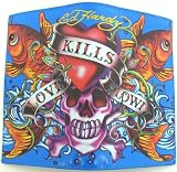 Ed Hardy Love Kills Slowly Design Womens Wallet - Royal Blue