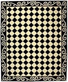 IMAGE OF Safavieh HK711A Chelsea Collection Hand-Hooked Black and Ivory Wool Area Rug, 8-Feet 9-Inch by 11-Feet 9-Inch