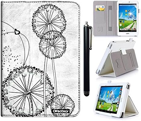 OkSoBuy(R) ASUS ZenPad S8 Z580c cowhide Leather Sheath kickStand Card slot Folio Elastic Hand Non-slip Case for ASUS ZenPad S 8.0 Z580C Z580CA 8Inch(Dandelion)