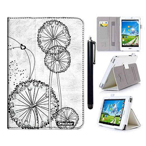 OkSoBuy(R) ASUS ZenPad S8 Z580c cowhide Leather Sheath kickStand Card slot Folio Elastic Hand Non-slip Case for ASUS ZenPad S 8.0 Z580C Z580CA 8Inch(Dandelion)