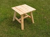 White Cedar Log End Side Table, Clear Seal Coated