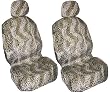 - Tan Cheetah Animal Print Front Bucket Seat Cover w/ Headrest - Universal-fit Set of 2