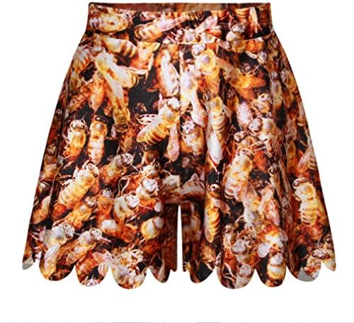 DEDVAN Women's Raised Grain Elastic Waist Plus Bottom Casual Printed Shorts