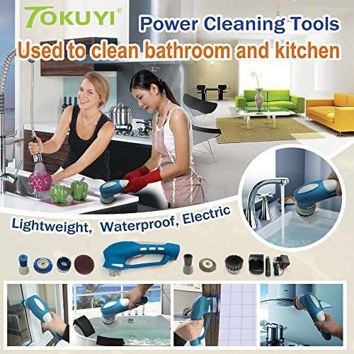 Cleaning Brushes A Set of Handled Electric Cordless Power Cleaning Tools for Bathroom Kitchen