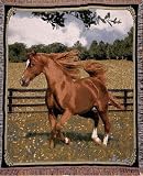 High Spirit Horse In Meadow Tapestry Throw 50 x 60