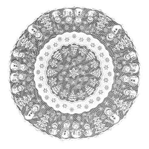 Heritage Lace Snowman Family 70-Inch White Round Tablecloth