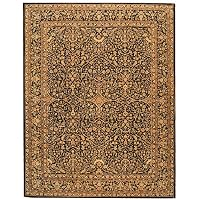 Persian Court Handmade Wool and Silk Rug Black 6' x 9' Area Rug