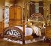 Canopy Queen Size Bed In Natural Finish