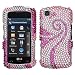 Hard Diamante Protector Skin Cover (Faceplate/Snap On) Full Rhinestones Diamond Bling for LG Encore GT550 AT&T - Phoenix Tail(Pink)