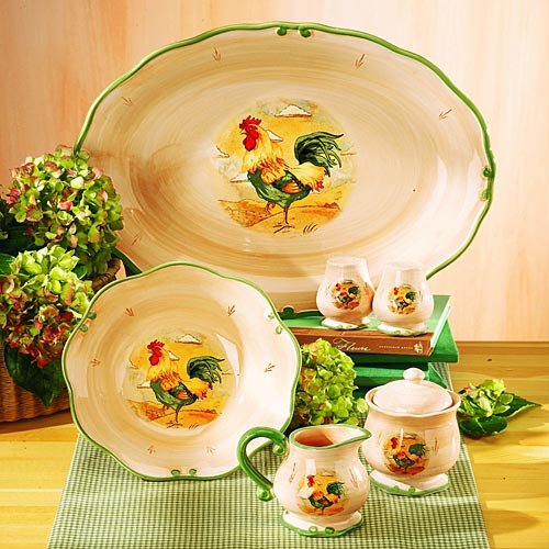 7pc Royal Rooster Serving Creamer Set