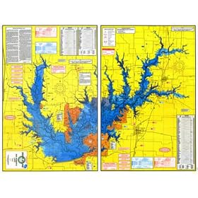 Laminated Topo Map of Ray Roberts Reservoir (Lake Ray Roberts) - With GPS Hotspots