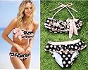 Padded Polka Dot Halter Neck Ruffled Swimwear Swimsuit Bikini, UK size 6,8,10,12