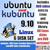Ubuntu 9.10 and Kubuntu 9.10, 6-disks DVD Set, Includes “Introduction to Linux” Video-DVD, Linux Training Library and Printed Quick Reference Card of Linux Commands, Contains Both 32-bit and 64-bit Versions