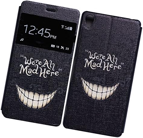 Fabcov Packing Black Mad Teeth Pattern Slim View Flip PU Leather Cover Case For Sony Xperia Z3
