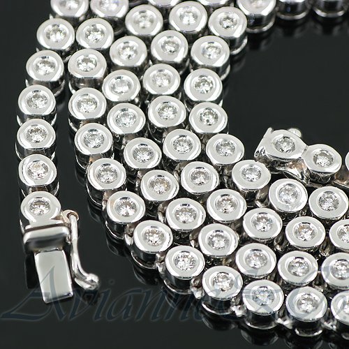 14K White Gold Mens Diamond Chain Necklace 12.00 