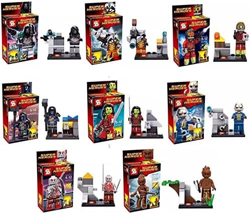 1 Set of 8 Guardians of the Galaxy Superheroes Fight Inserted Blocks