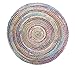COTTON CRAFT Jute Chindi Braid Rag Rug - Boho Farmhouse Rustic Area Accent Throw Rug - Handwoven Reversible Natural Recycled Cotton - Living Room Den Study Home Décor Gift - 6 Feet Round - Multi Color