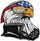 Bald Eagle Biker Embroidered Motorcycle Embroidered Iron On Patch