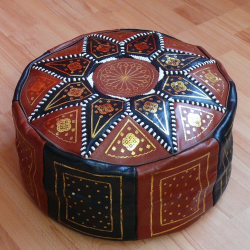 Orientalisches Sitzkissen aus Leder Ø 45 cm, ohne Füllung