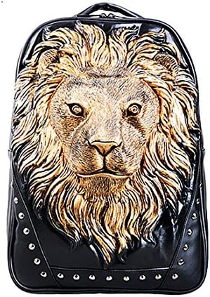 Gmin Animal Head 3d Silicone Relief Rivets Backpack Shoulder Bag (Gold)