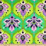 54'' Wide Amy Butler Home Decor Love Twill Trumpet Flowers Emerald Fabric By The Yard