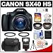 Canon PowerShot SX40 HS 35x Zoom Digital Camera (Black) with 16GB Card + 2x Telephoto & .45 Wide-Angle Lens + Flash + Case + Tripod + Accessory Kit