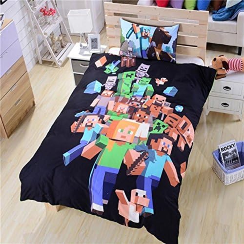 Minecrafts Duvet Cover Set Bedding Set Cotton,Twin,Black