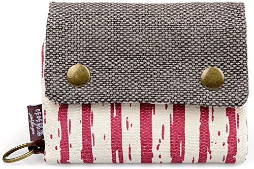 Katloo Mini Nautical Stripe Canvas Wallet with Finger Ring with Coin Purse Card Slots