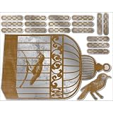 Lot 26 Studio Adhesive Reflections Wall Decor, Antique Mirror Birdcage