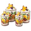 MIXED FRUIT 3-Dimensional Majolica 4 Canisters Set ~NEW