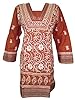 Boho Indian Kurta Tunic White Floral Embroidered Cotton Kurti Dress for Womens