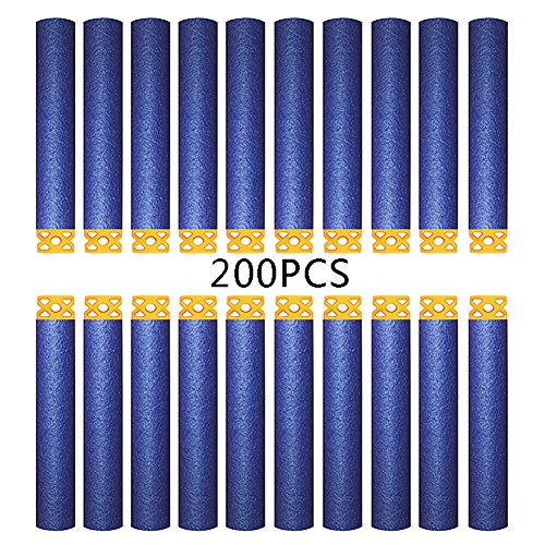 6MILES 2016 Newest Design Deep Blue 200 Pcs 7.21.3 Cm EVA Sponge Foam Soft Head Hollow Out Refill Bullet Darts for Nerf N-strike Elite Series Blasters Kid Toy Gun Parts Play Game Gift