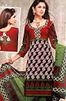 Fashionic Red Cotton Blend Women - Dress Material