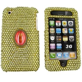 iPhone 3G s 3Gs Bling Hard Case Vintage Jewel Gold Gems thumbnail