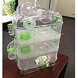 4 Level Hamster Mice Mouse Cage with Large Top Exercise Balll 25" Height (Green)