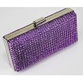 Ladies Purple Sparkly Diamante Evening Party Clutch Bag KCMODE