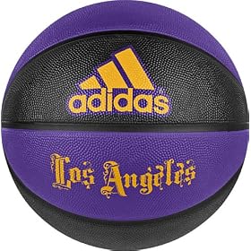 Adidas The League Los Angeles Basketball, Black Regal Purple-Sld Gold-Sld, 7 by 