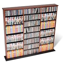Cherry Triple Width Wall Multimedia Storage Unit for CD, DVD & VHS