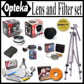 Opteka Ultimate Accessory package For The Panasonic Lumix DMC-FZ35 DMC-FZ28 DMC-FZ18 Package Includes 0.35 Wide Angle Lens, 2X Telephoto Lens, Piece Filter Kit, Spare Batery, 8GB Memory Card, Tripod, Pro Case and Much more