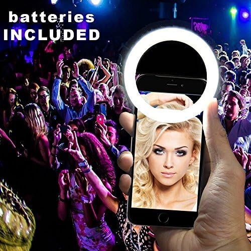 Luvami Selfie Light Ring 36 LED - Batteries Included - iPhone 6 plus, 6s, 5s, 5, 4s, 4; Samsung, Sony, Motorola; Clips on All Smartphones - Black