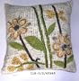 Decorative cushion cover or throw pillow from India - Cream and light brown color, floral sequin and stone work, Silk mixed cotton